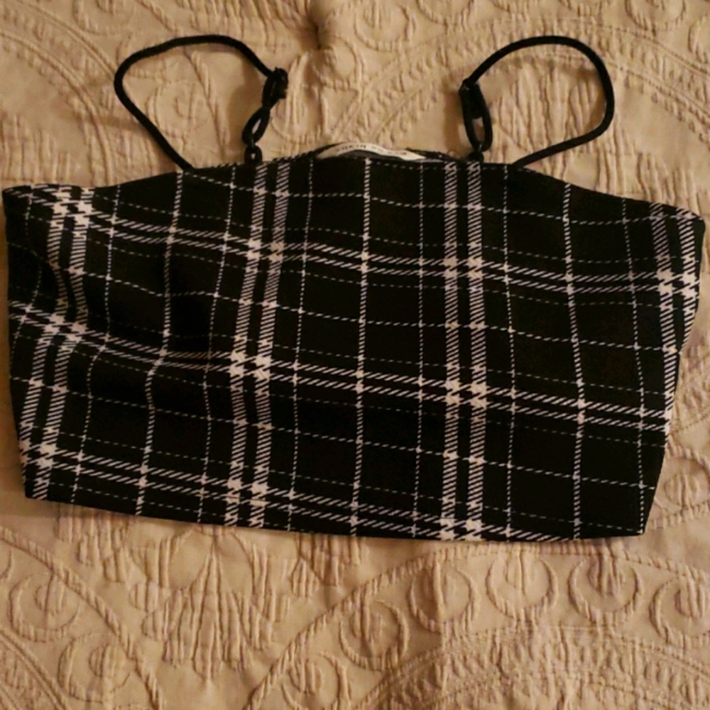 a black and white crop top